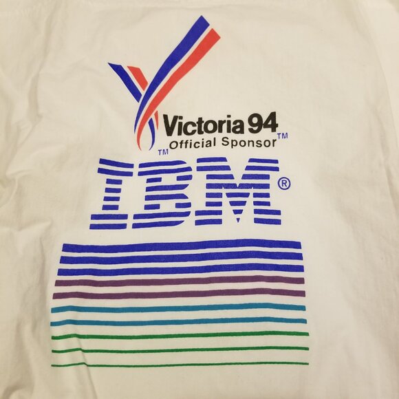 Vintage 90's White Collared Polo Sweater IBM Victoria 94 Wilson Sport Cotton L - Picture 2 of 14